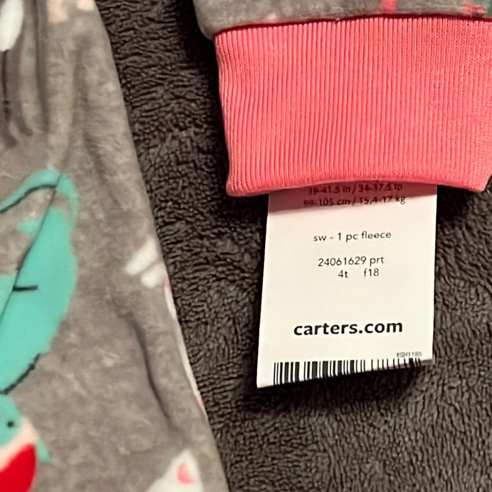 CARTER’S Sleeper Fleece Christmas Cats Size 4T - Picture 4 of 5